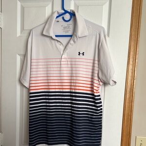 Under Armour White and Orange Performance Polo Shirt